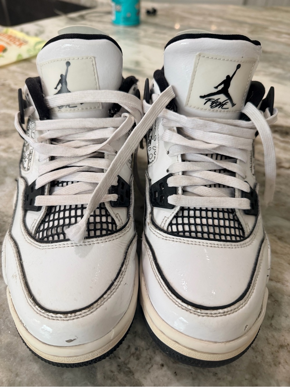 Jordan White and Black Sneakers with Neon Green Insole